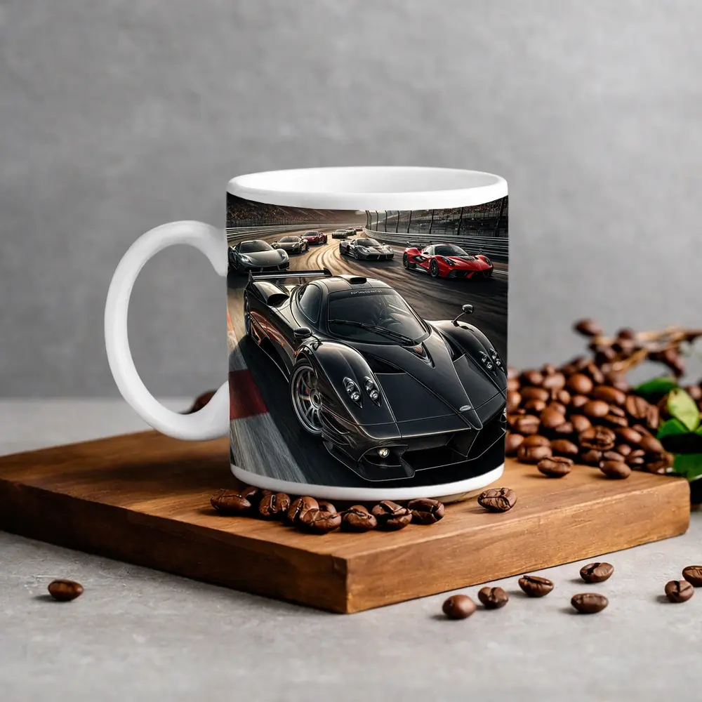 Pagani Zonda Racing on Track Sunset – Mugs
