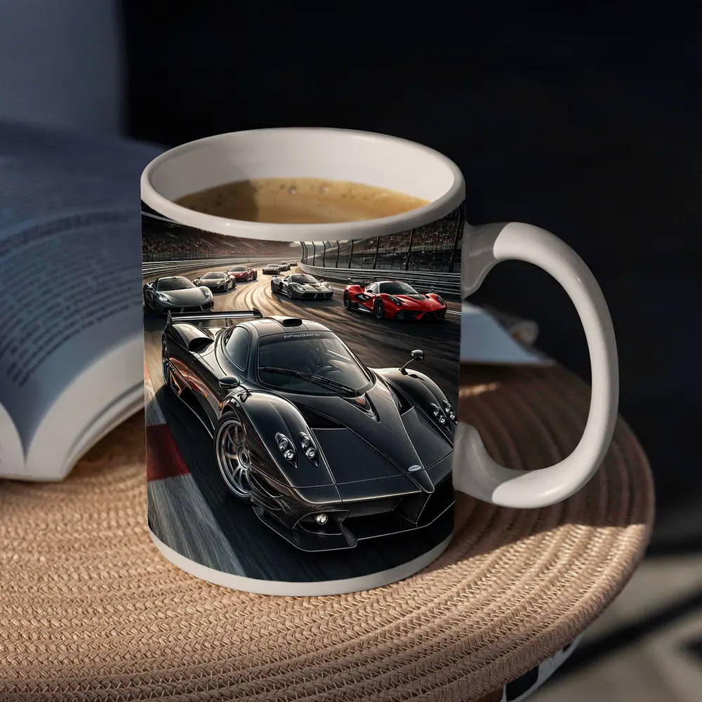 Pagani Zonda Racing on Track Sunset – Mugs