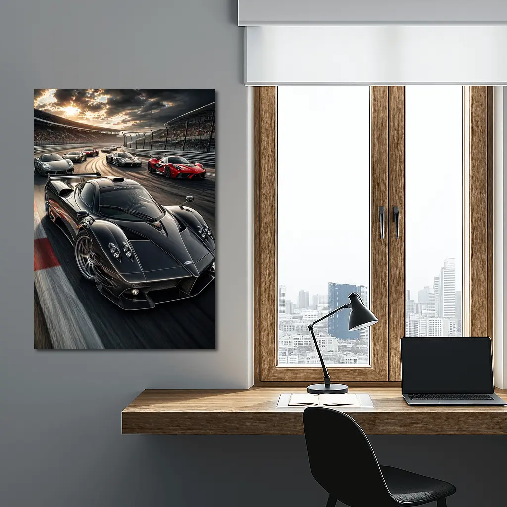 Pagani Zonda Racing on Track Sunset – Wall Art