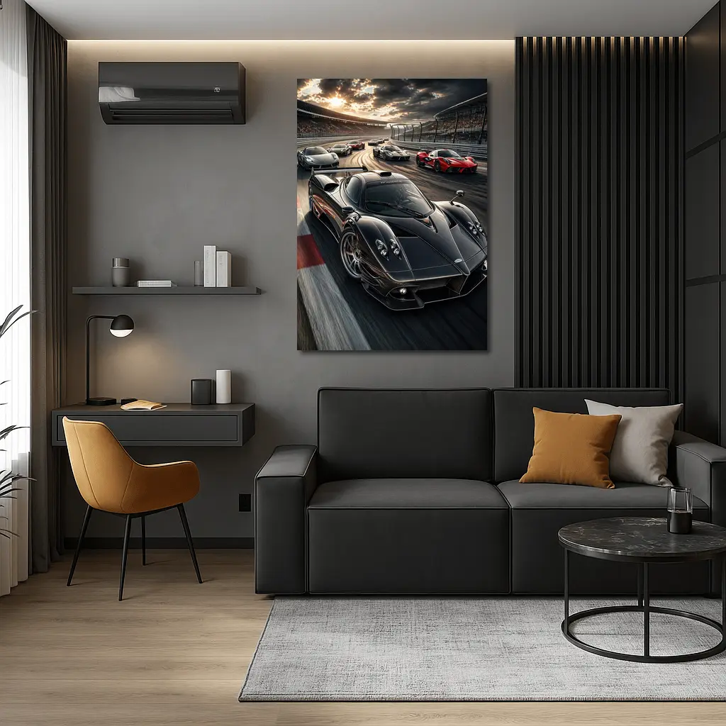 Pagani Zonda Racing on Track Sunset – Wall Art