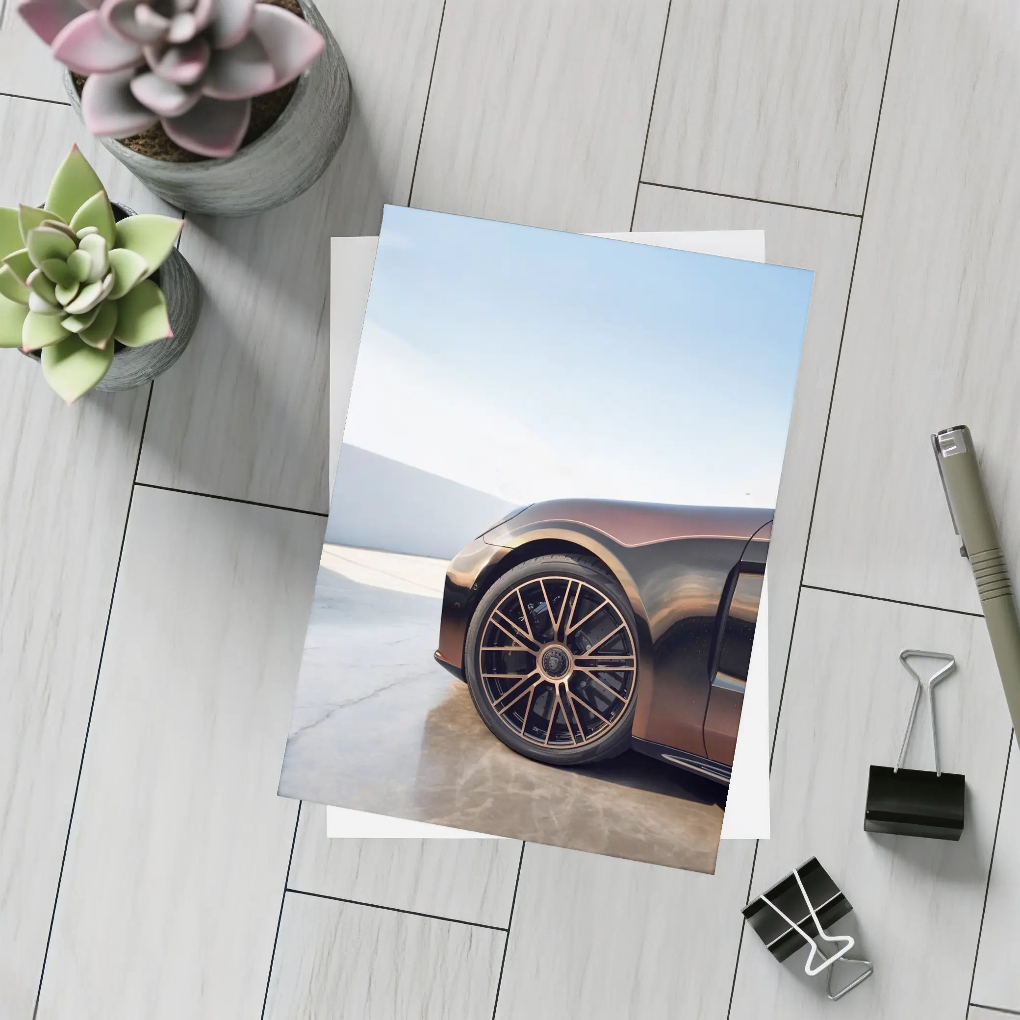 Porsche Panamera Brown Wheel Detail Parking – Postcards