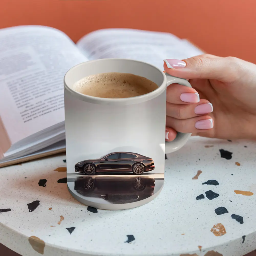 Porsche Panamera Dark Brown Minimal Studio – Mugs
