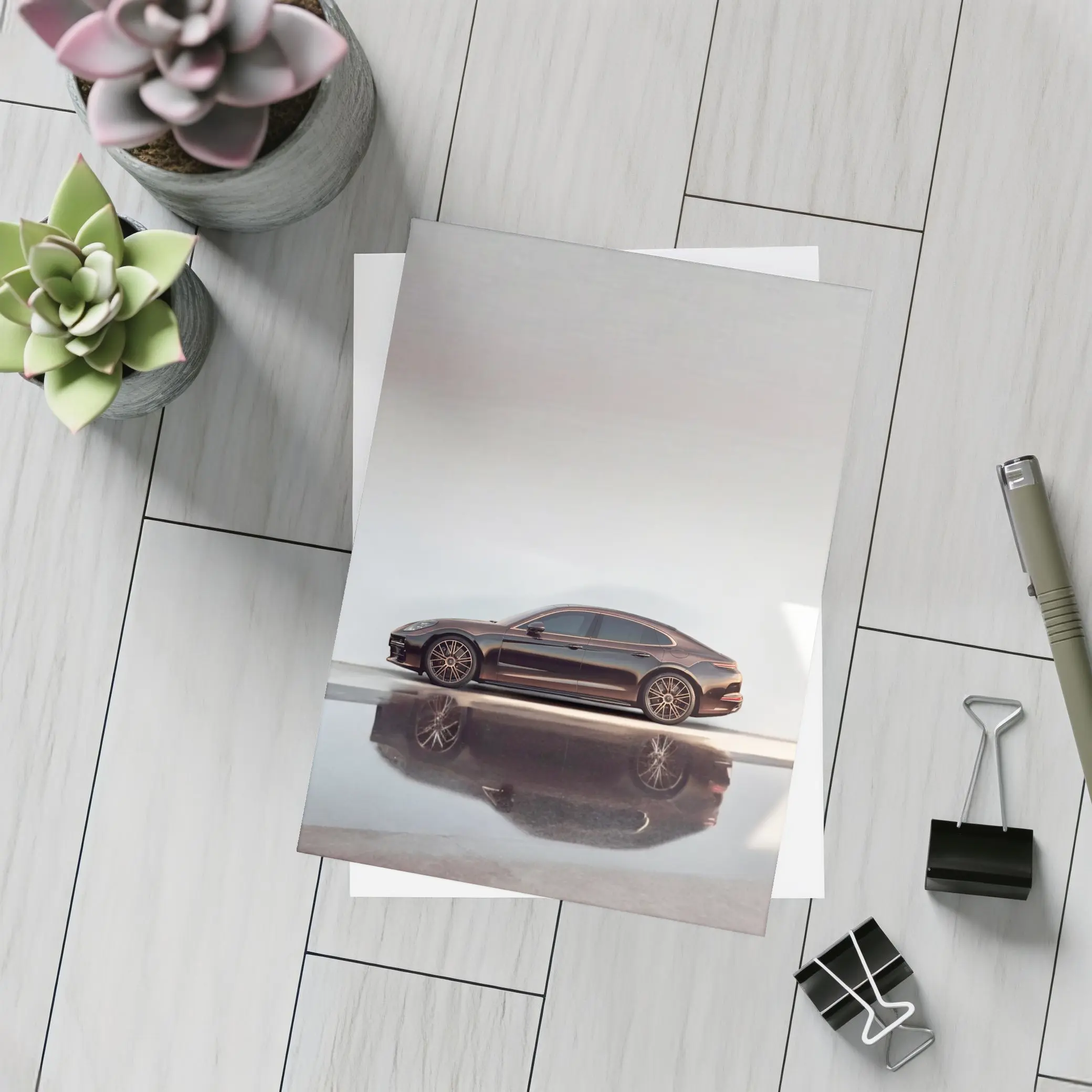 Porsche Panamera Dark Brown Minimal Studio – Postcards