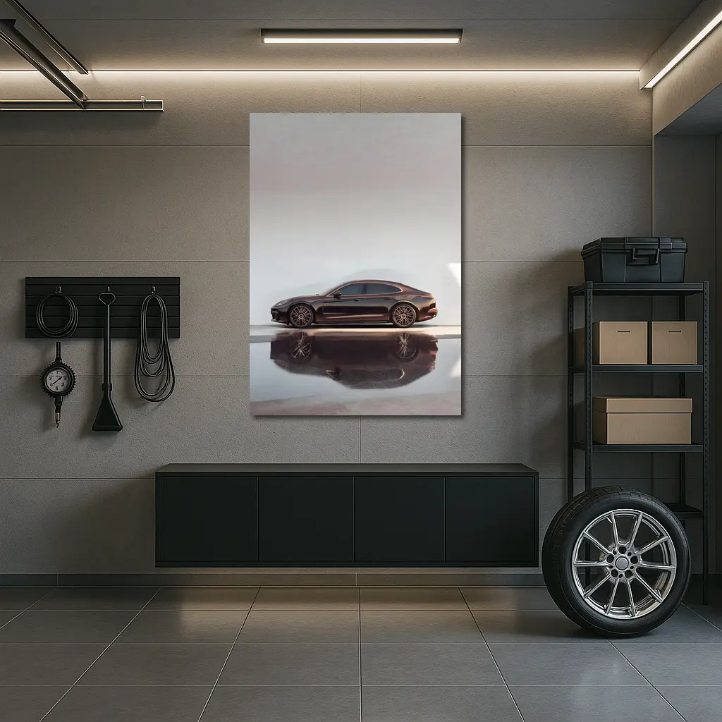 Porsche Panamera Dark Brown Minimal Studio – Wall Art