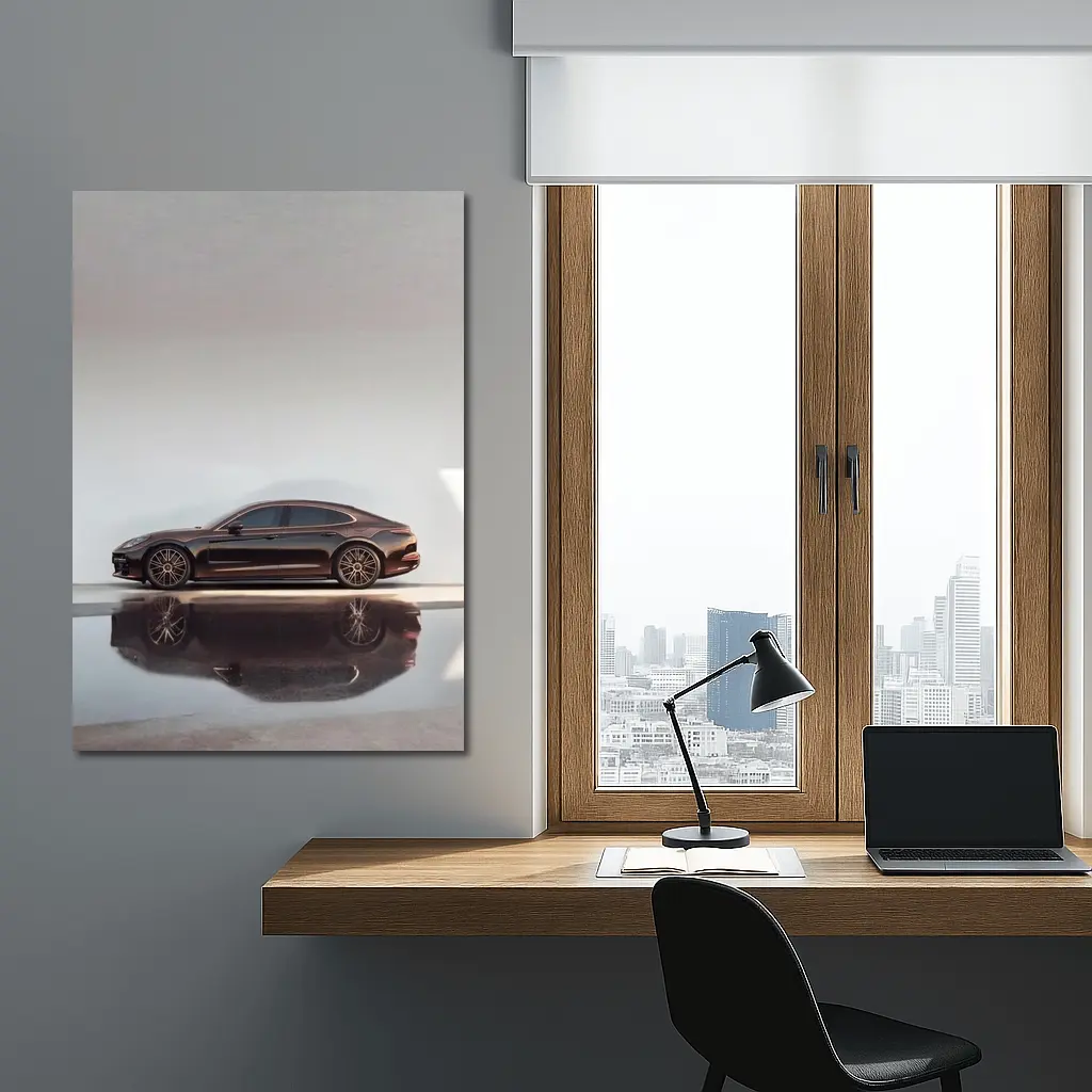 Porsche Panamera Dark Brown Minimal Studio – Wall Art