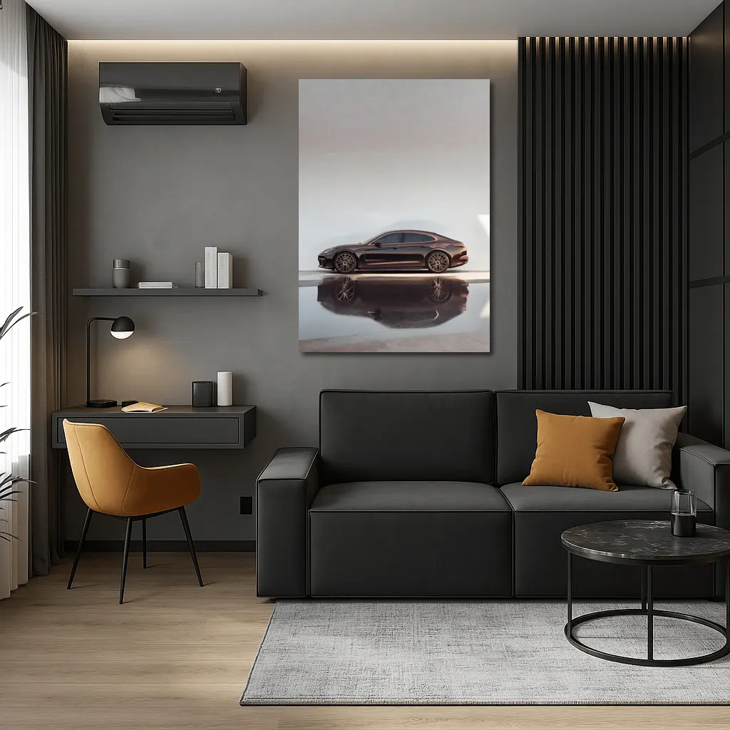 Porsche Panamera Dark Brown Minimal Studio – Wall Art