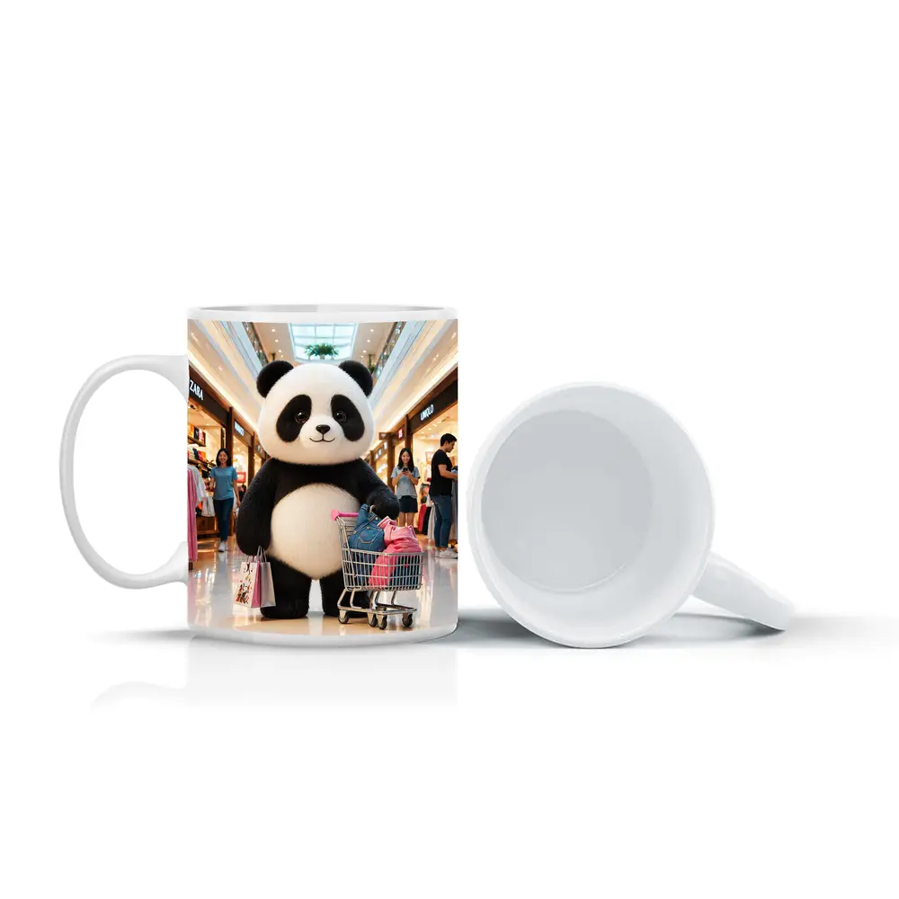 Cute Panda Shopping Cart Mall Adventure – Mugs