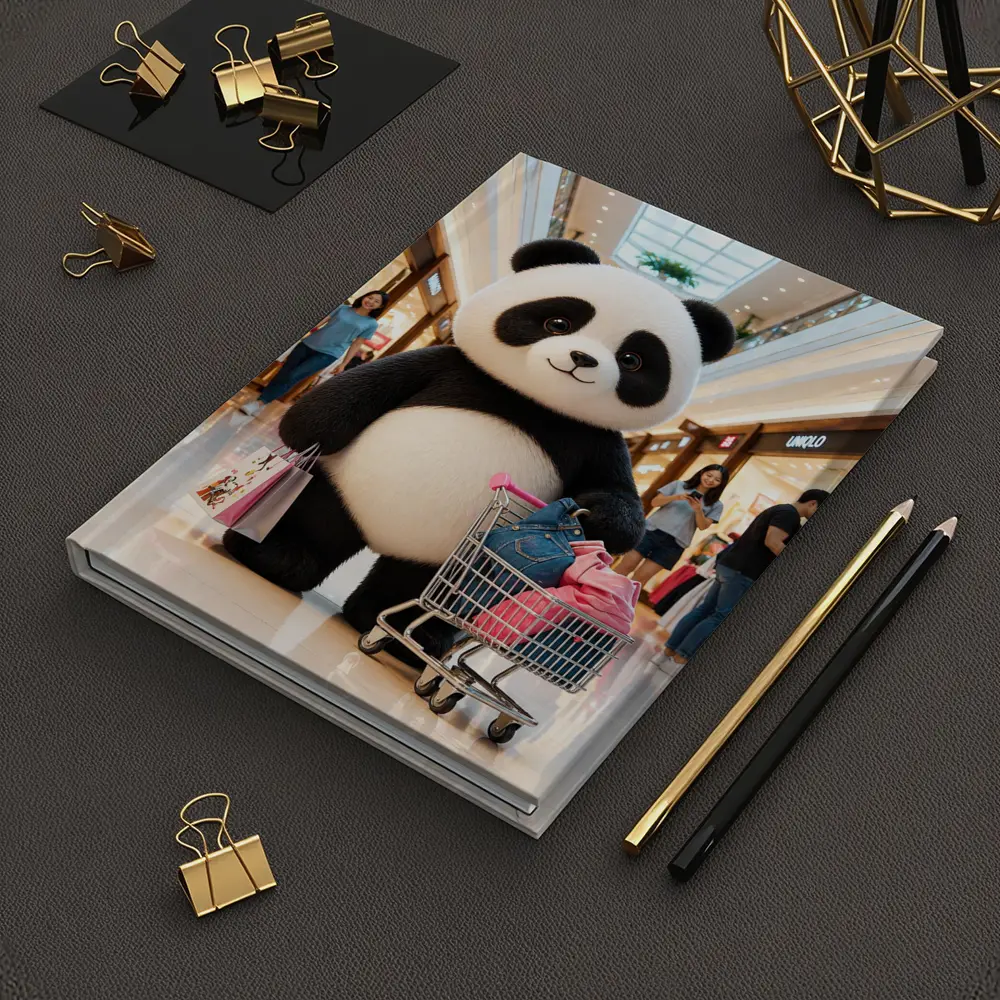 Cute Panda Shopping Cart Mall Adventure – Notebooks