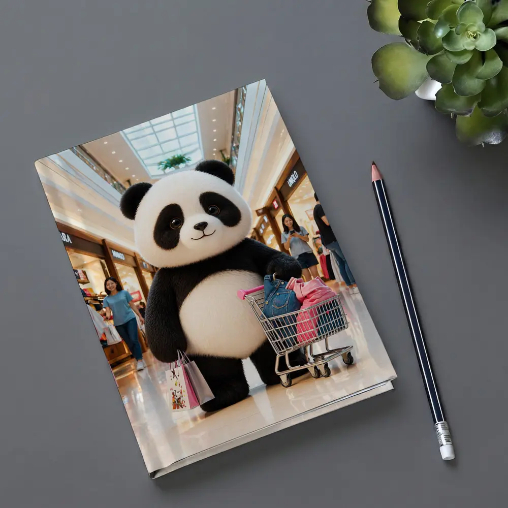 Cute Panda Shopping Cart Mall Adventure – Notebooks