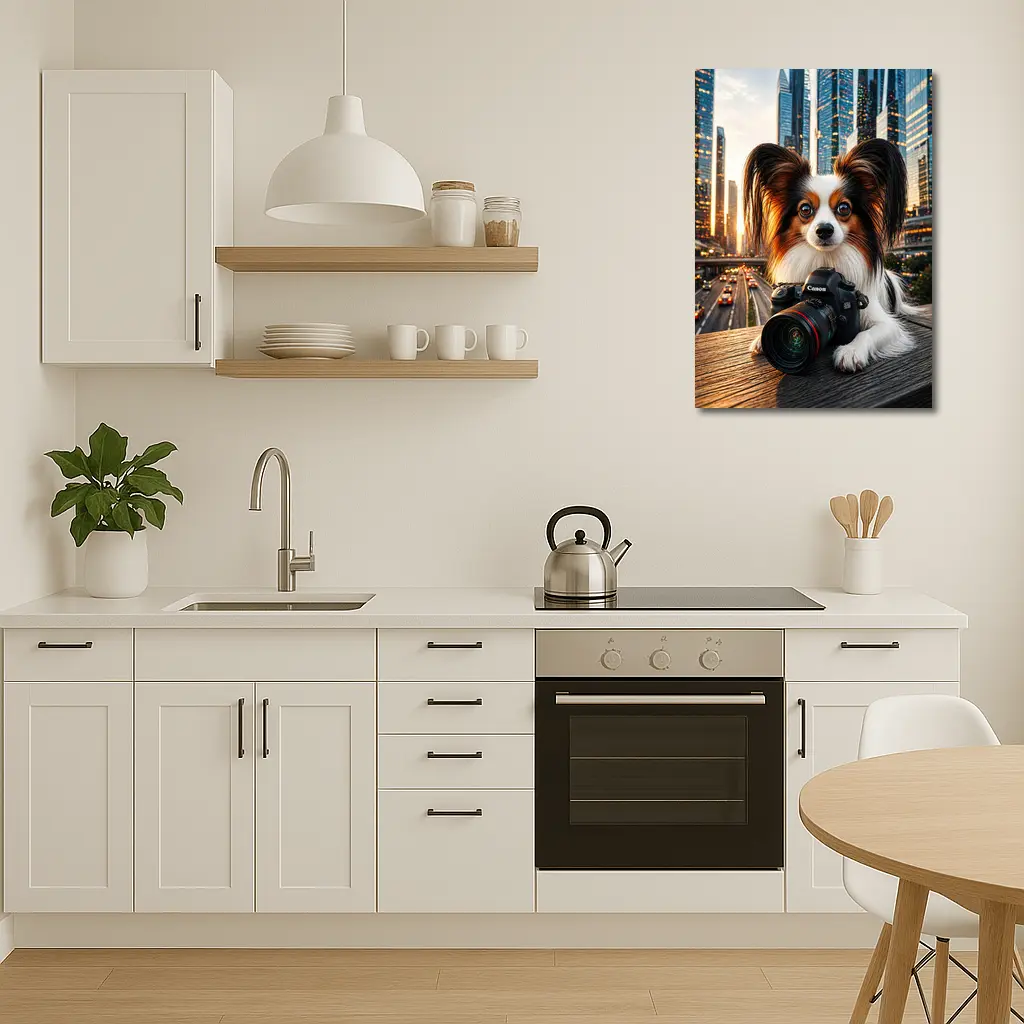 Papillon Dog Canon Camera City Skyline – Wall Art