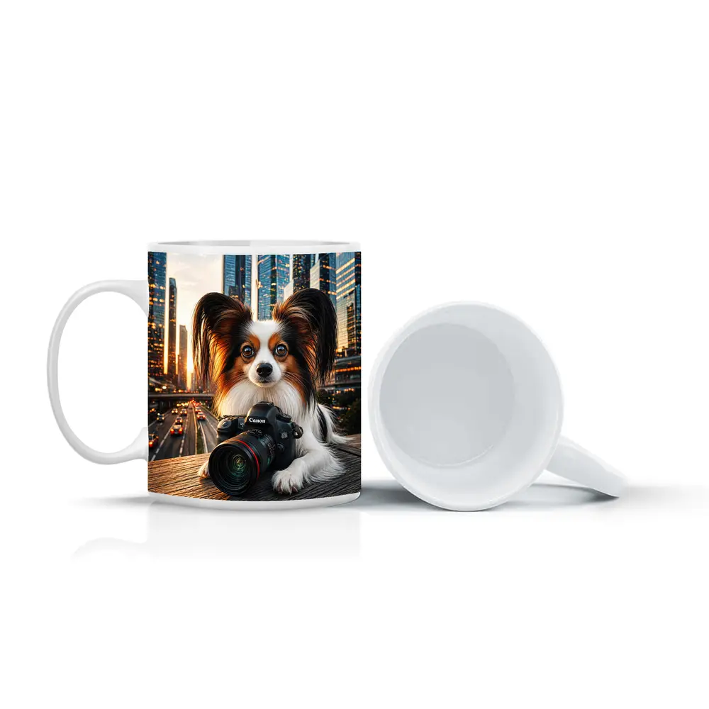 Papillon Dog Canon Camera City Skyline – Mugs