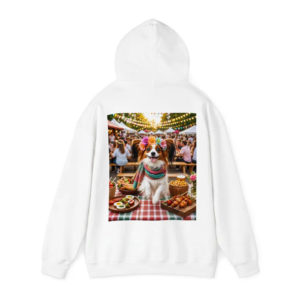 Papillon Dog at Colorful Outdoor Food Festival – Hoodies