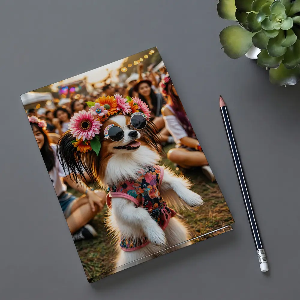 Papillon Dog Flower Crown Music Festival – Notebooks