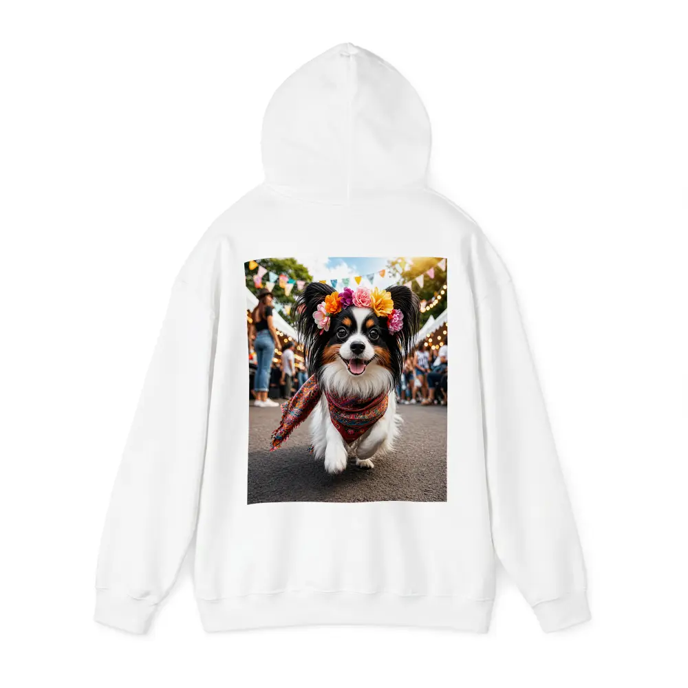 Papillon Dog Running at Colorful Festival – Hoodies