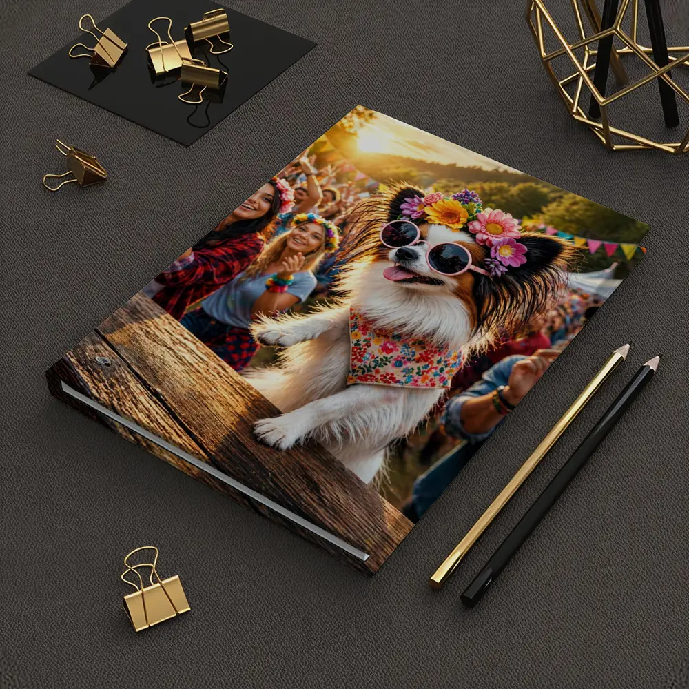 Papillon Dog Sunglasses Flowers Music Festival – Notebooks