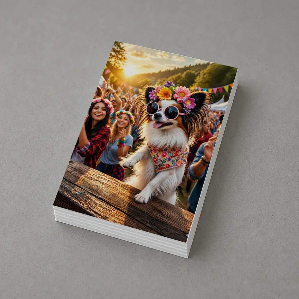 Papillon Dog Sunglasses Flowers Music Festival – Postcards