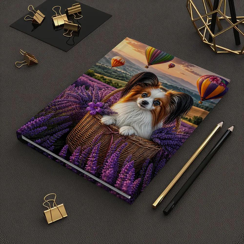 Papillon Dog Lavender Field Hot Air Balloons – Notebooks