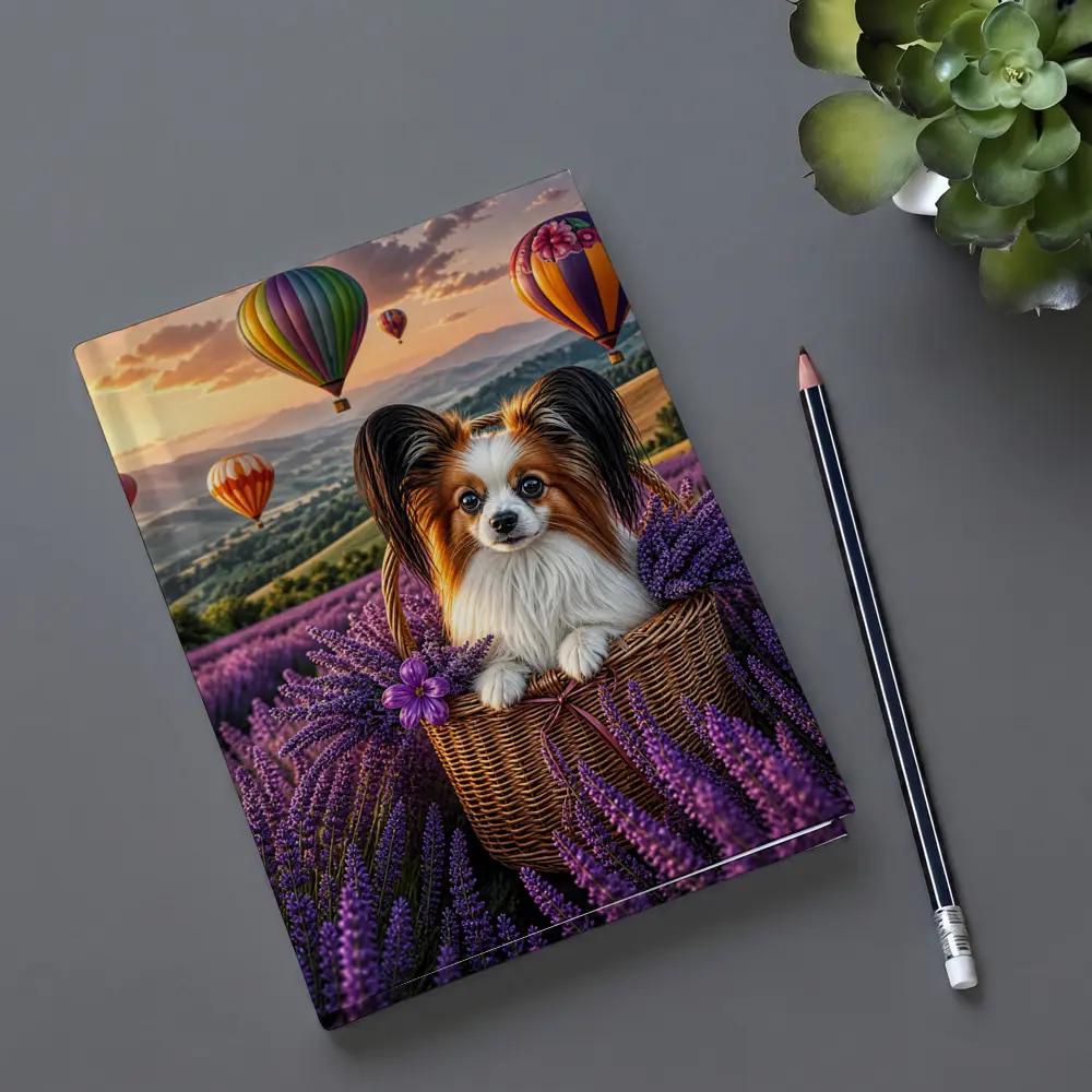 Papillon Dog Lavender Field Hot Air Balloons – Notebooks