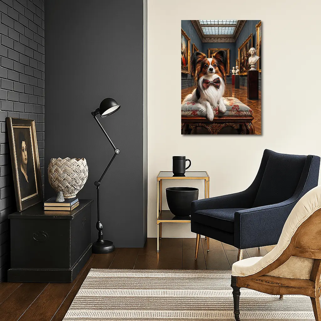 Papillon Dog Wearing Bow Tie Art Gallery – Wall Art