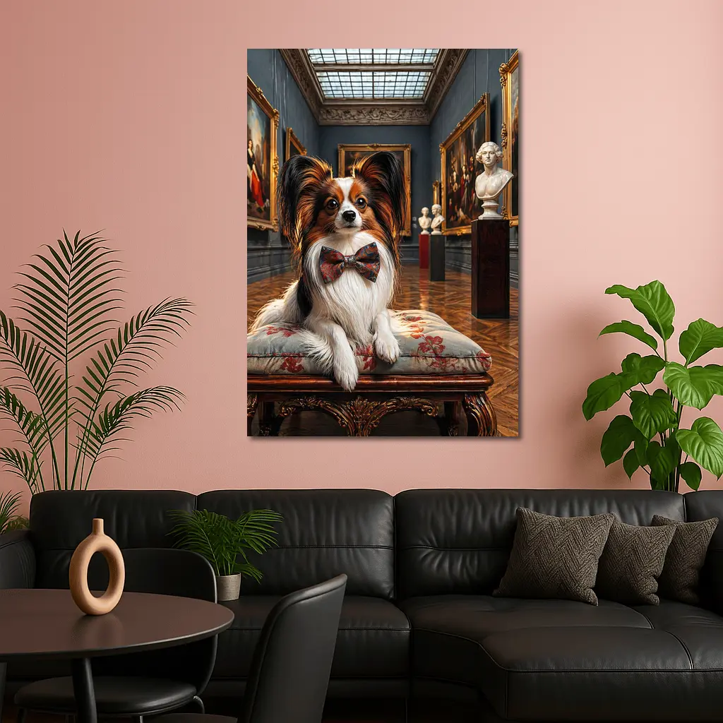 Papillon Dog Wearing Bow Tie Art Gallery – Wall Art