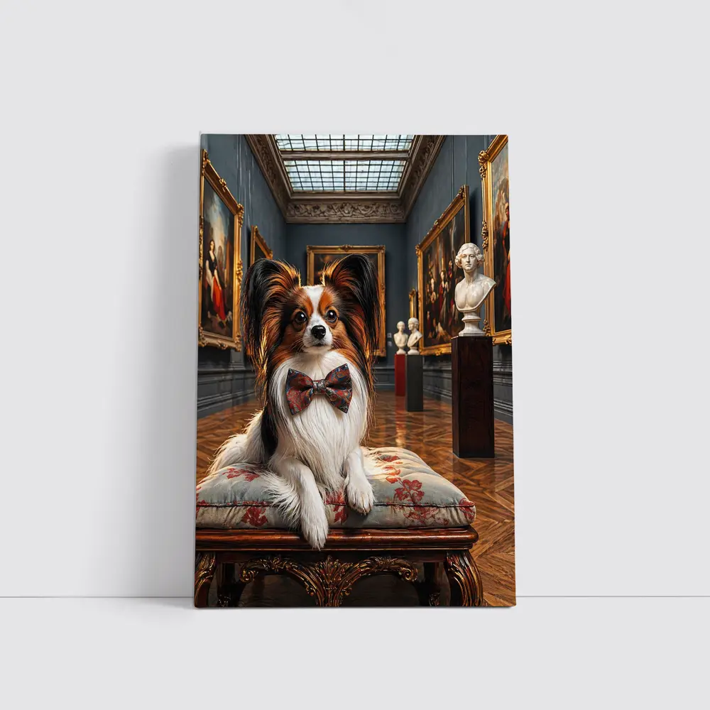 Papillon Dog Wearing Bow Tie Art Gallery – Wall Art