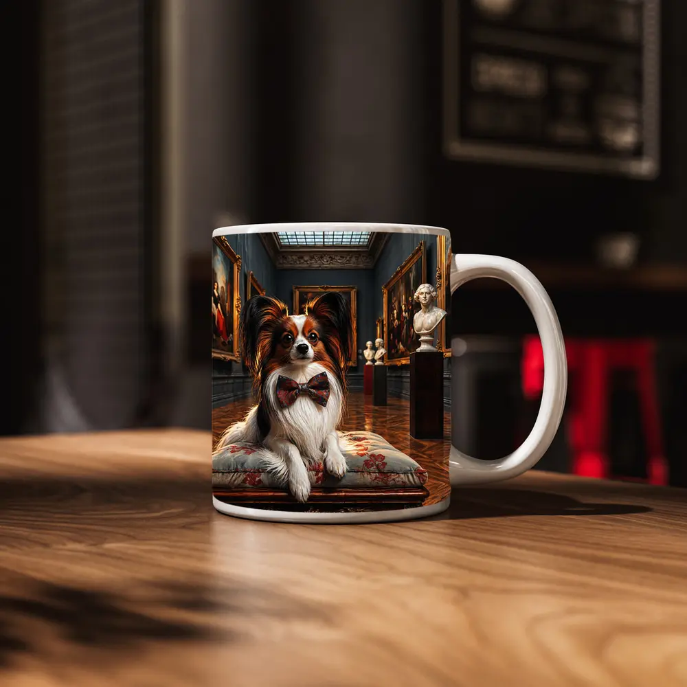 Papillon Dog Wearing Bow Tie Art Gallery – Mugs