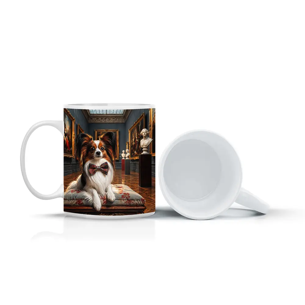 Papillon Dog Wearing Bow Tie Art Gallery – Mugs
