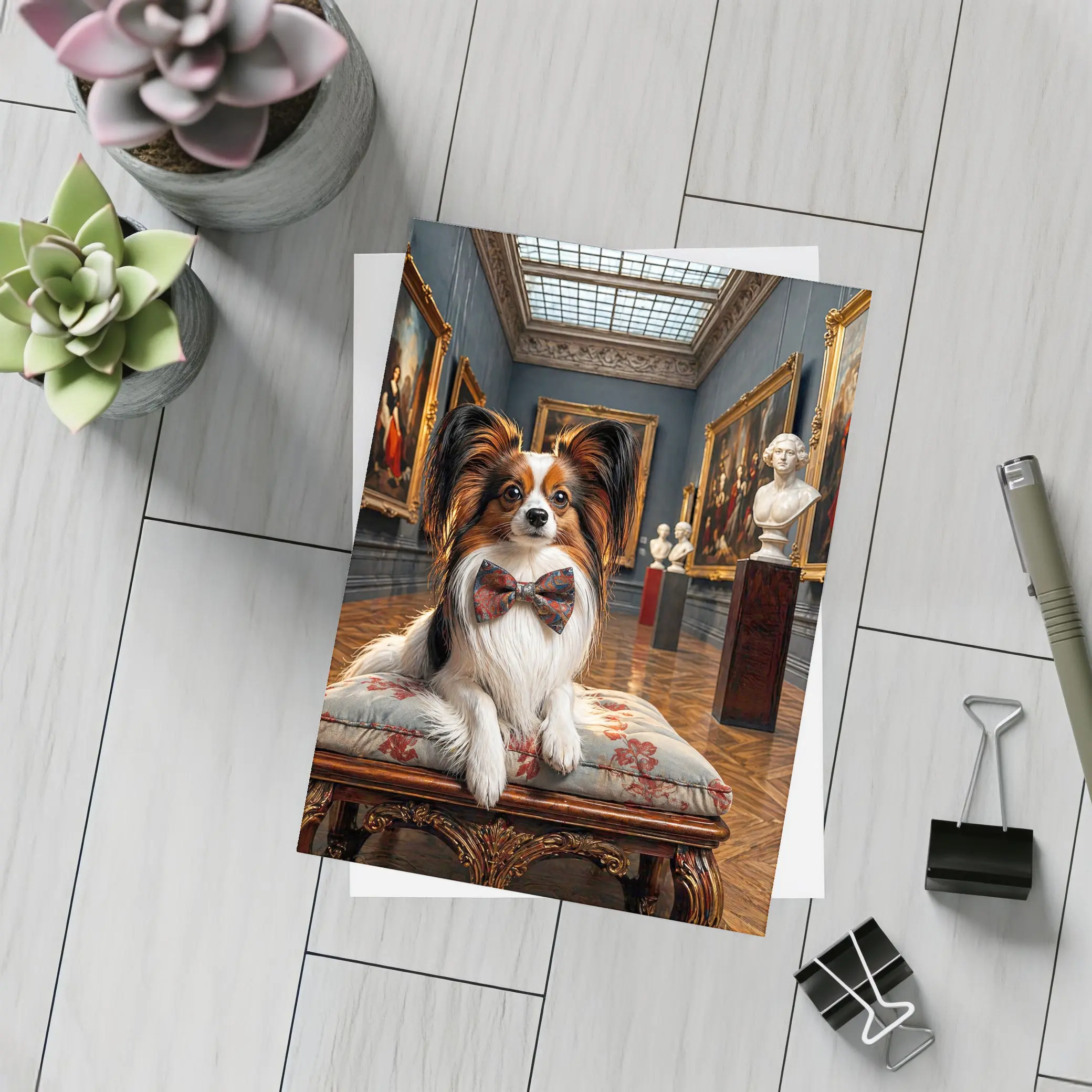 Papillon Dog Wearing Bow Tie Art Gallery – Postcards
