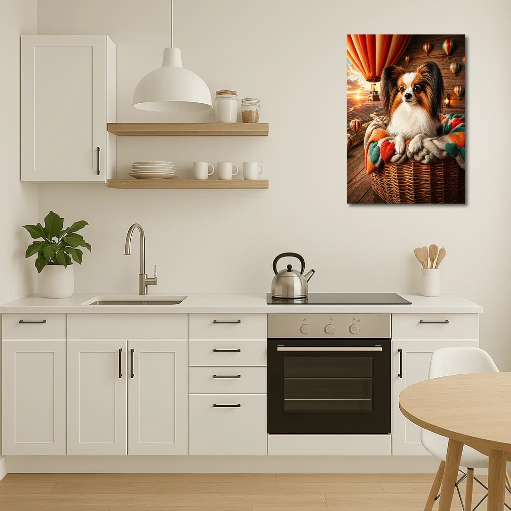 Papillon Dog Hot Air Balloon Sunset – Wall Art