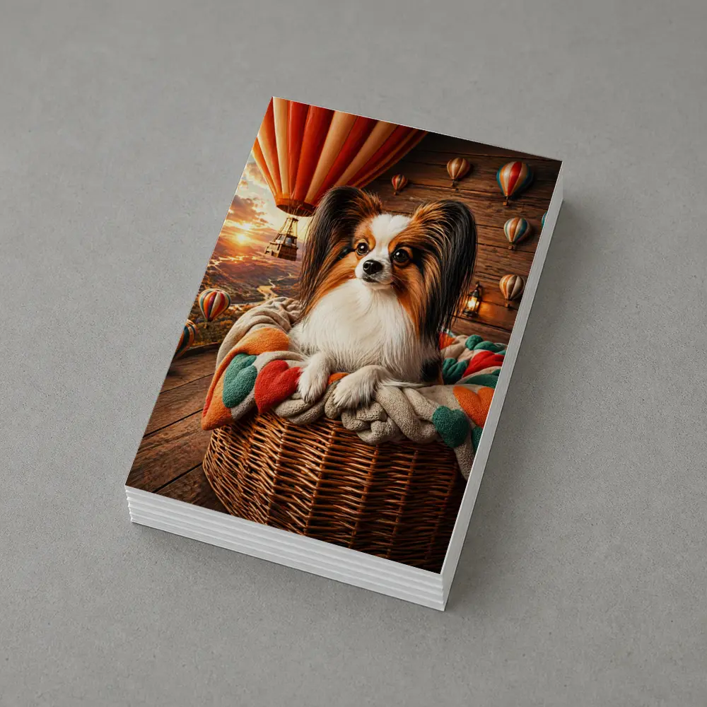 Papillon Dog Hot Air Balloon Sunset – Postcards