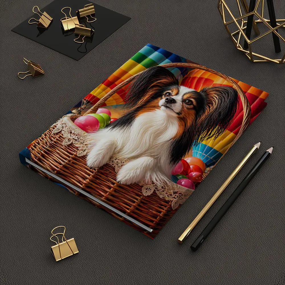 Papillon Dog Sitting in Easter Basket Balloons – Notebooks