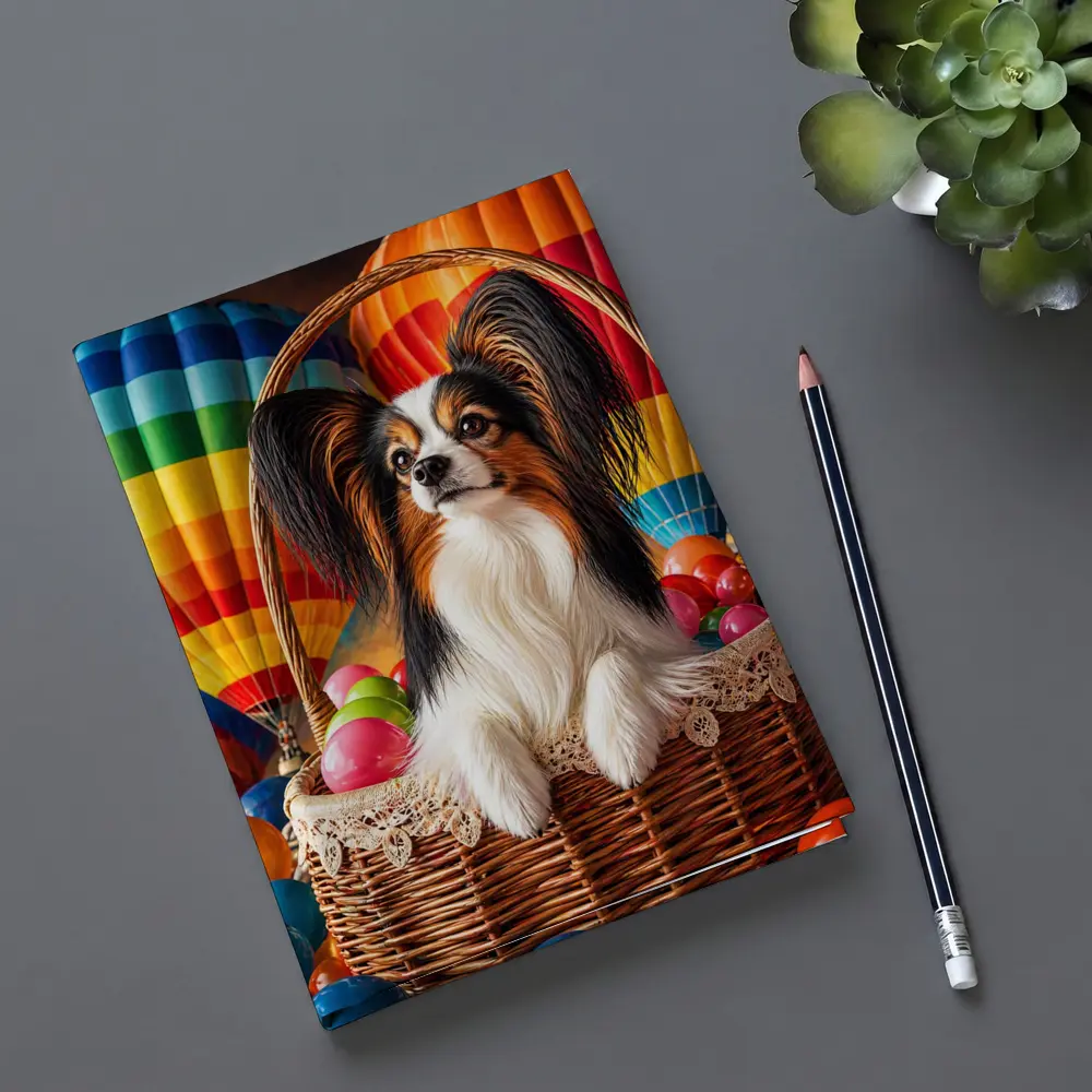 Papillon Dog Sitting in Easter Basket Balloons – Notebooks