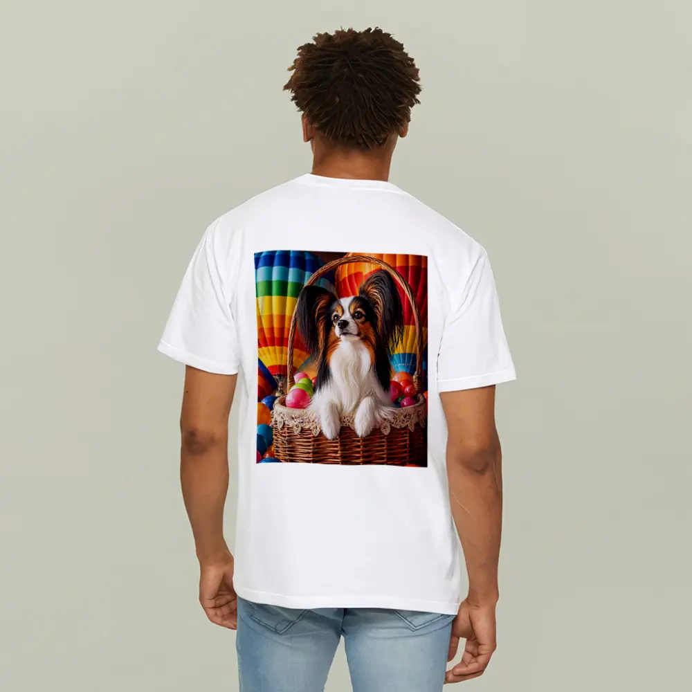 Papillon Dog Sitting in Easter Basket Balloons – T-Shirts