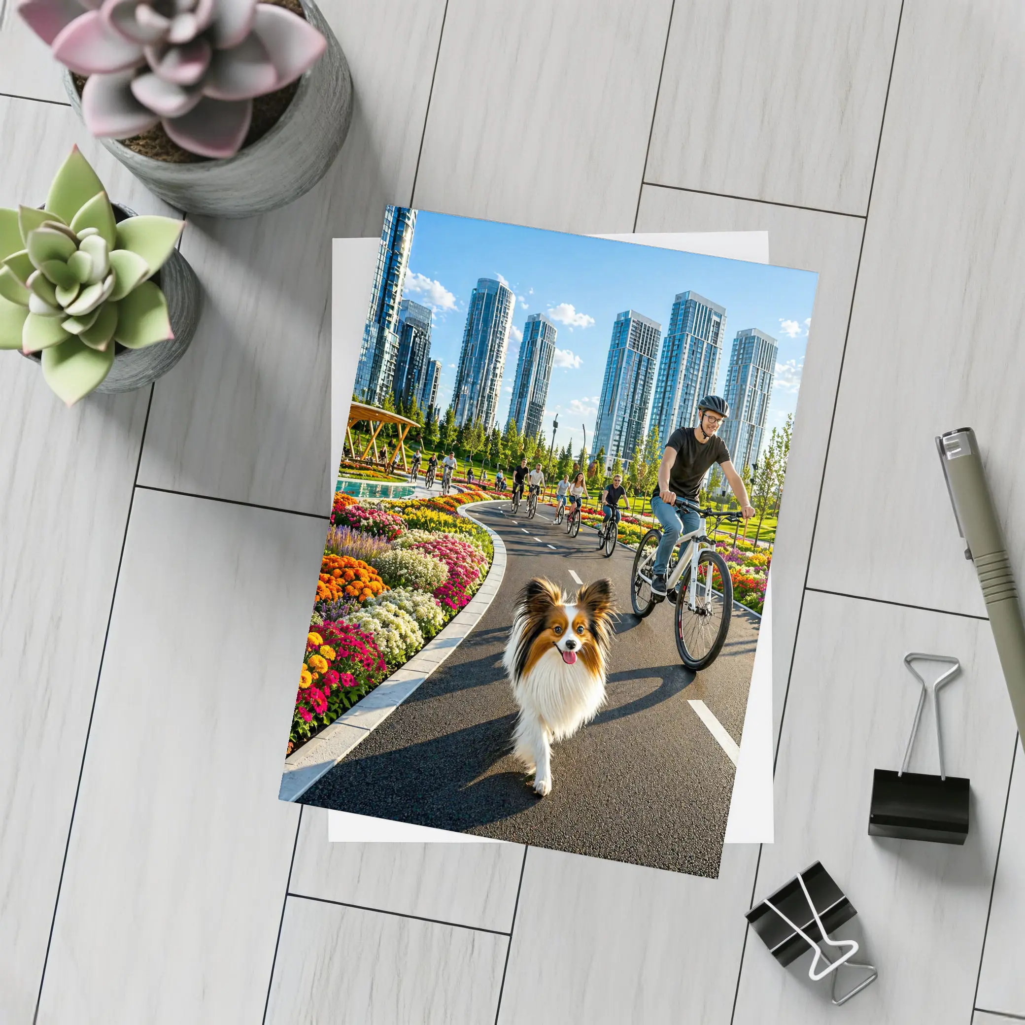 Papillon Dog City Park Bicycle Ride – Postcards