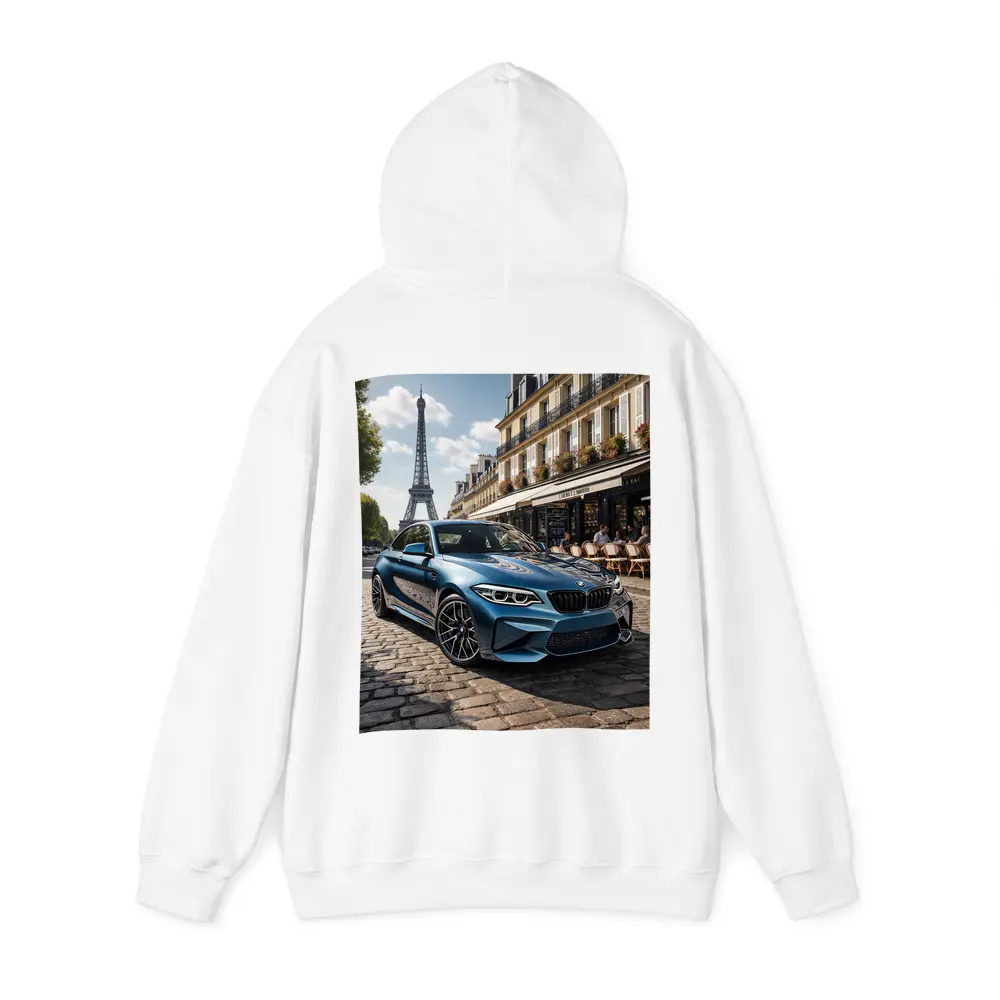 BMW M2 Parked on Paris Cobblestone Street – Hoodies