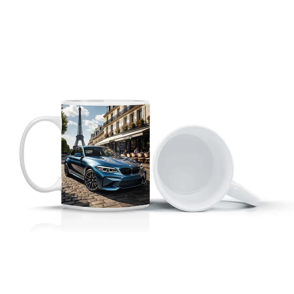 BMW M2 Parked on Paris Cobblestone Street – Mugs