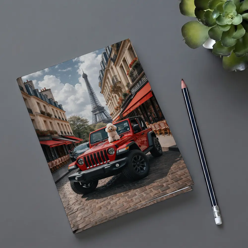 Red Jeep Wrangler Poodle Paris Eiffel Tower – Notebooks