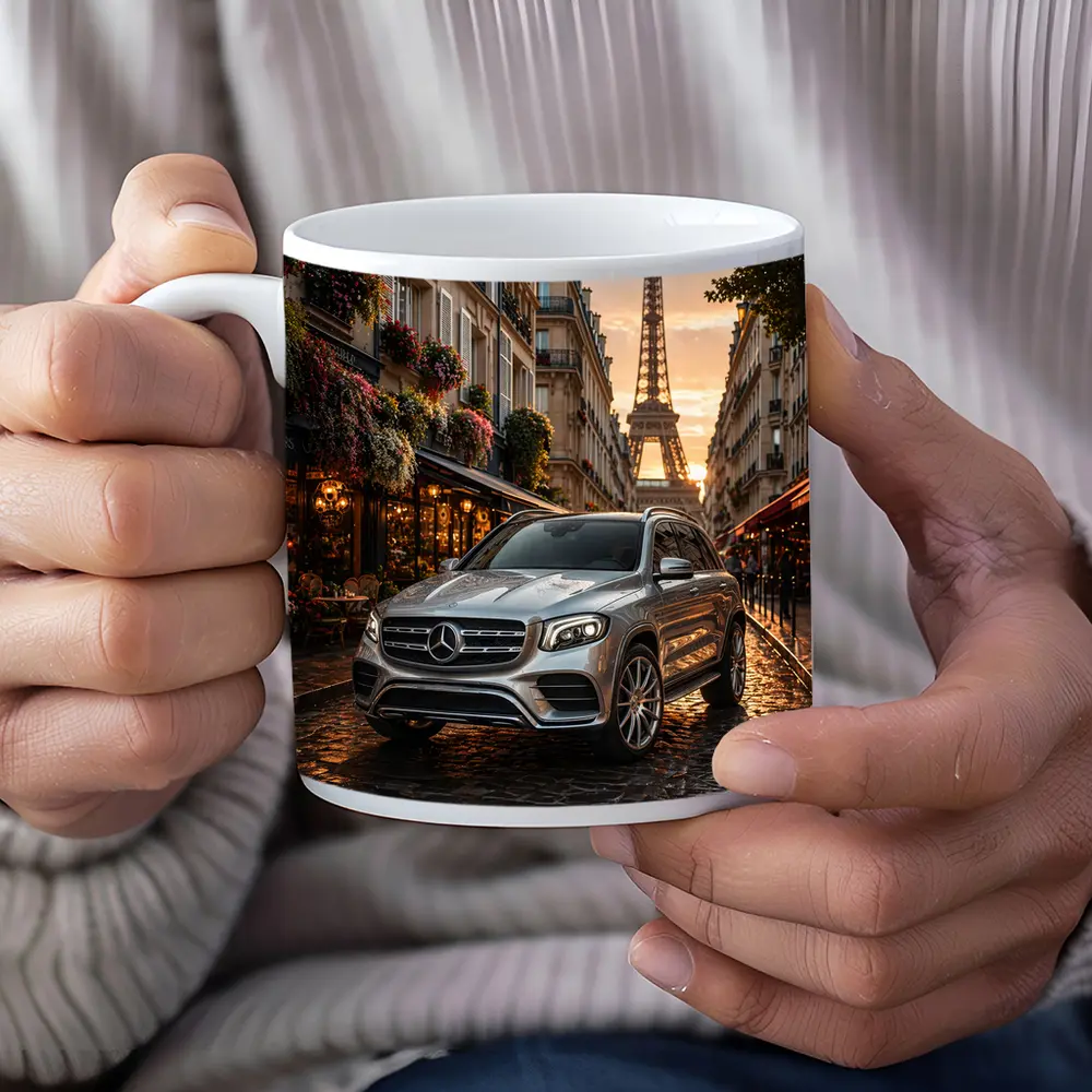 Mercedes GLB Silver SUV Paris Street – Mugs