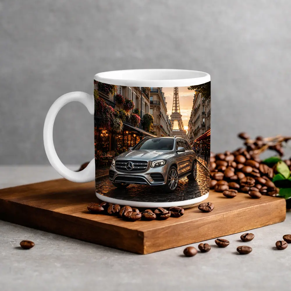 Mercedes GLB Silver SUV Paris Street – Mugs