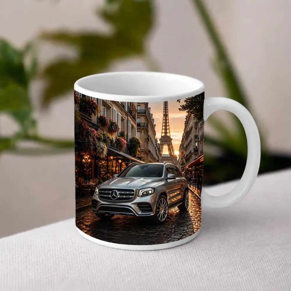 Mercedes GLB Silver SUV Paris Street – Mugs