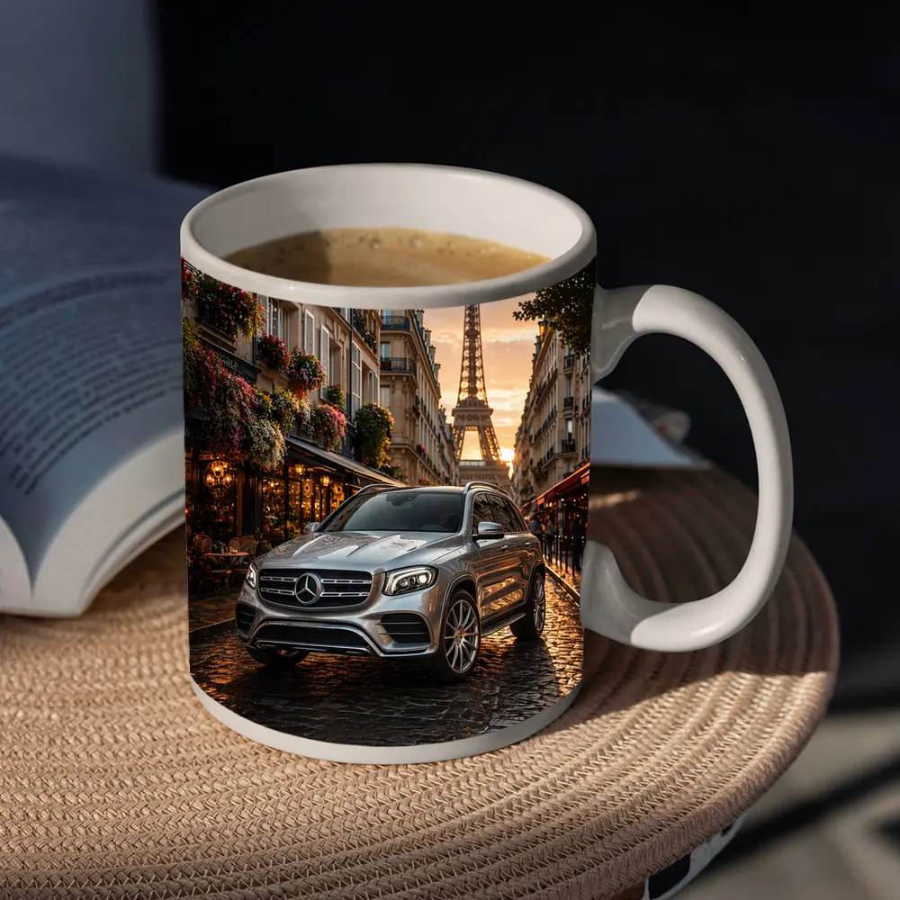 Mercedes GLB Silver SUV Paris Street – Mugs