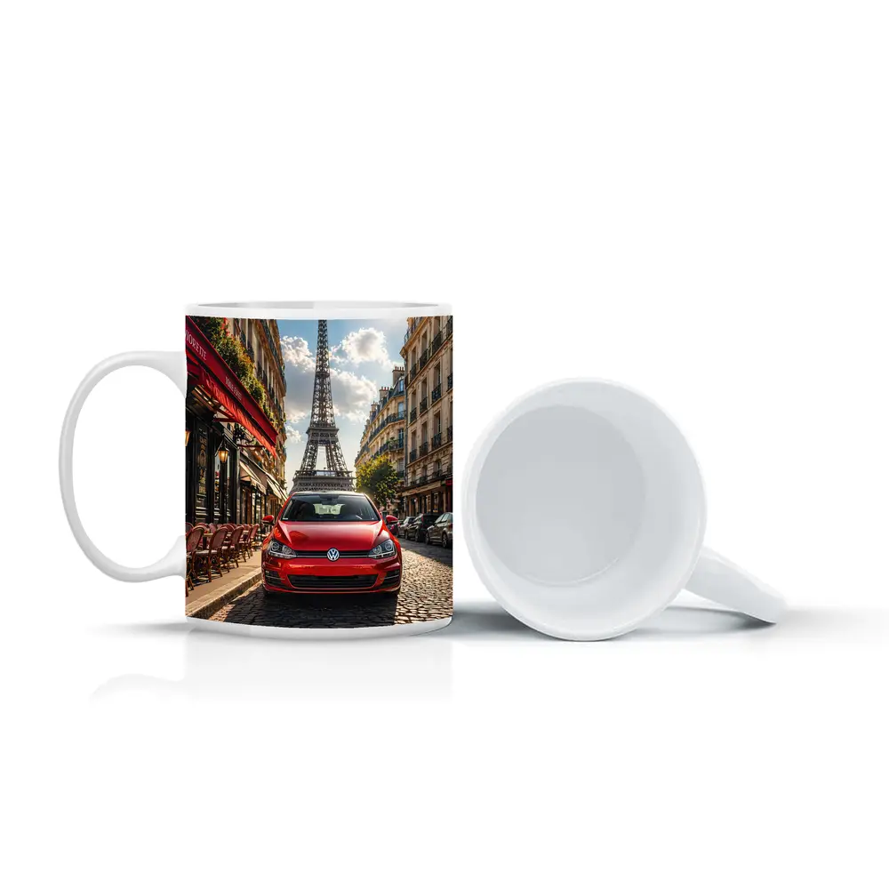 Red Volkswagen Golf GTI Paris Eiffel Tower – Mugs