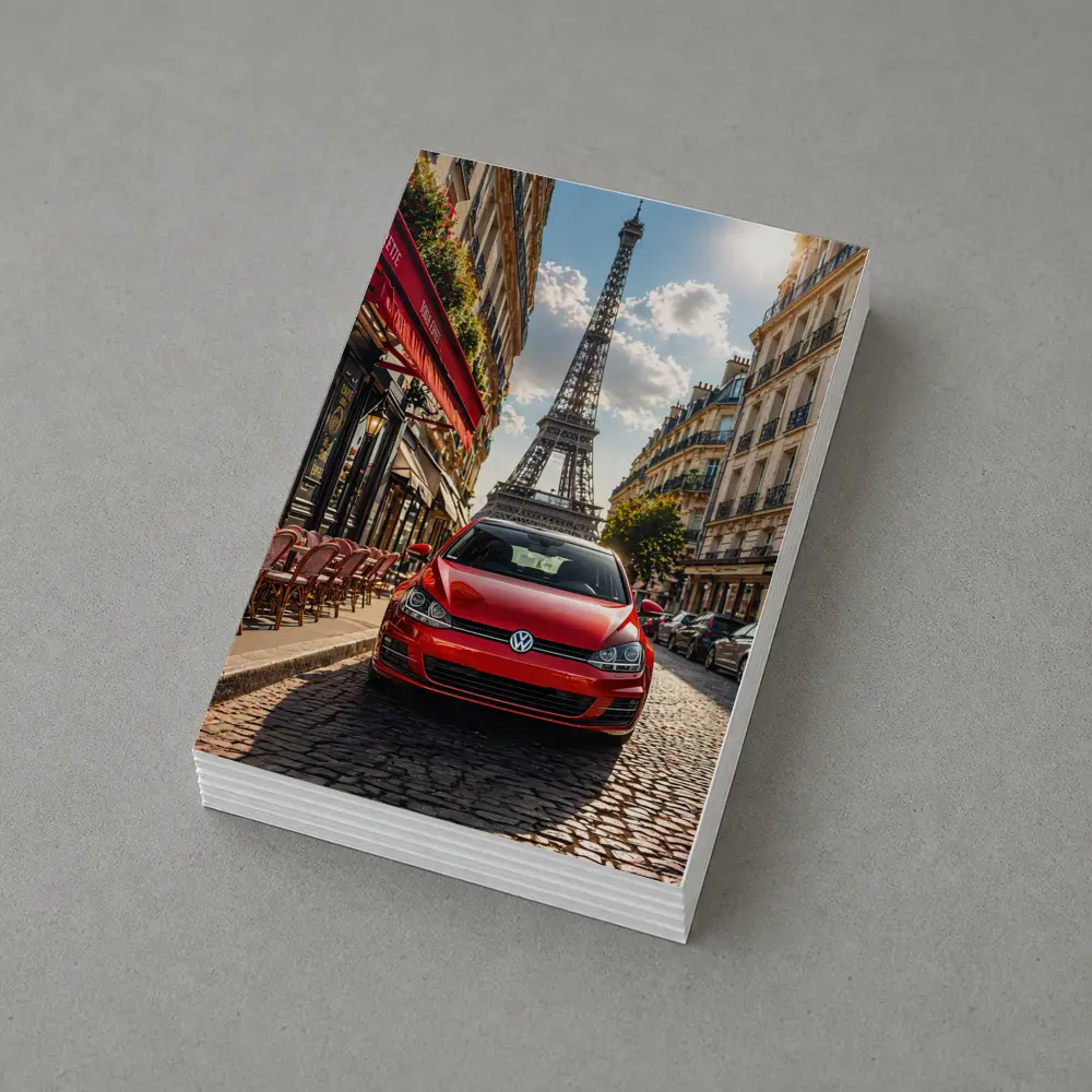 Red Volkswagen Golf GTI Paris Eiffel Tower – Postcards