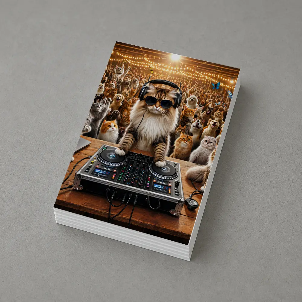 Norwegian Forest Cat DJ Spinning At Party – Postcards