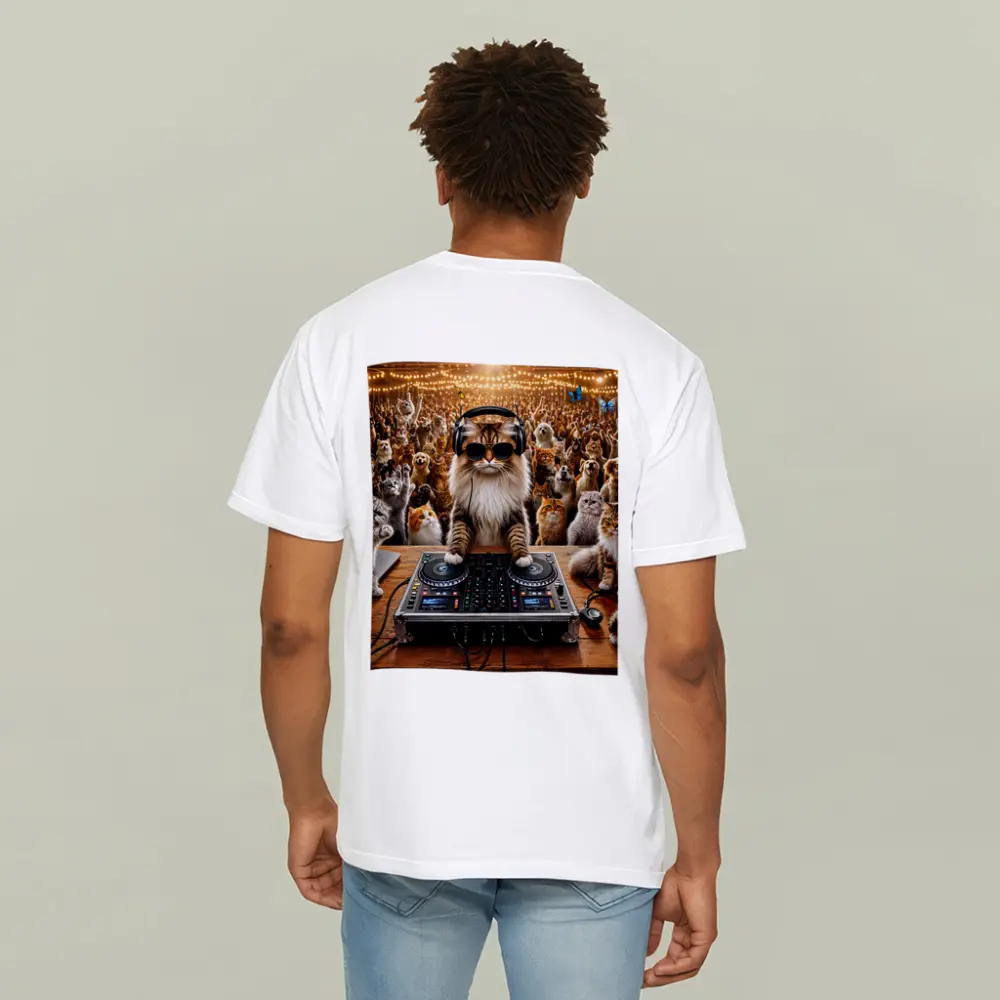 Norwegian Forest Cat DJ Spinning At Party – T-Shirts