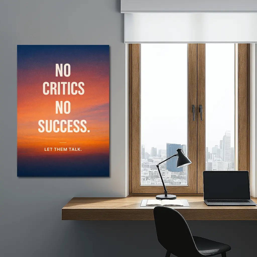 No Critics No Success Sunset Sky Quote – Wall Art