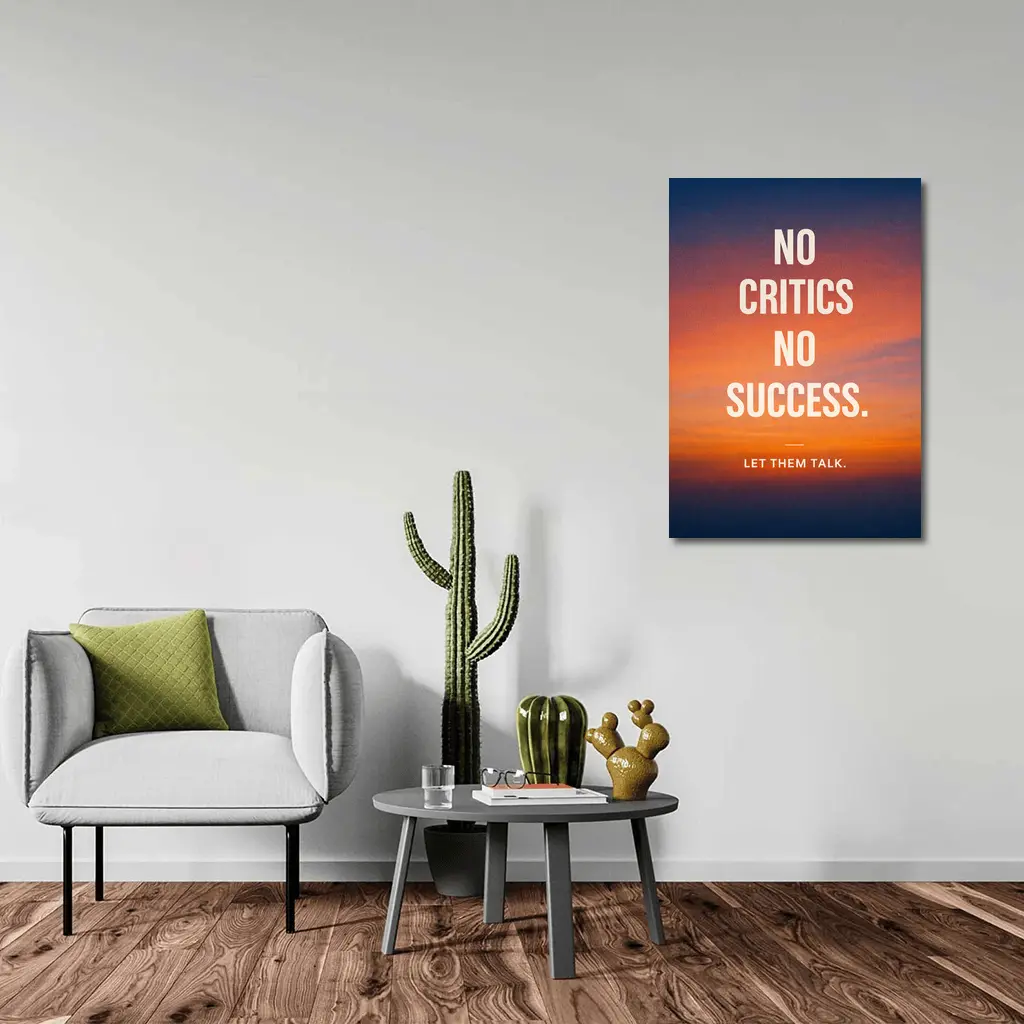 No Critics No Success Sunset Sky Quote – Wall Art