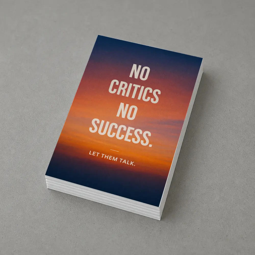 No Critics No Success Sunset Sky Quote – Postcards