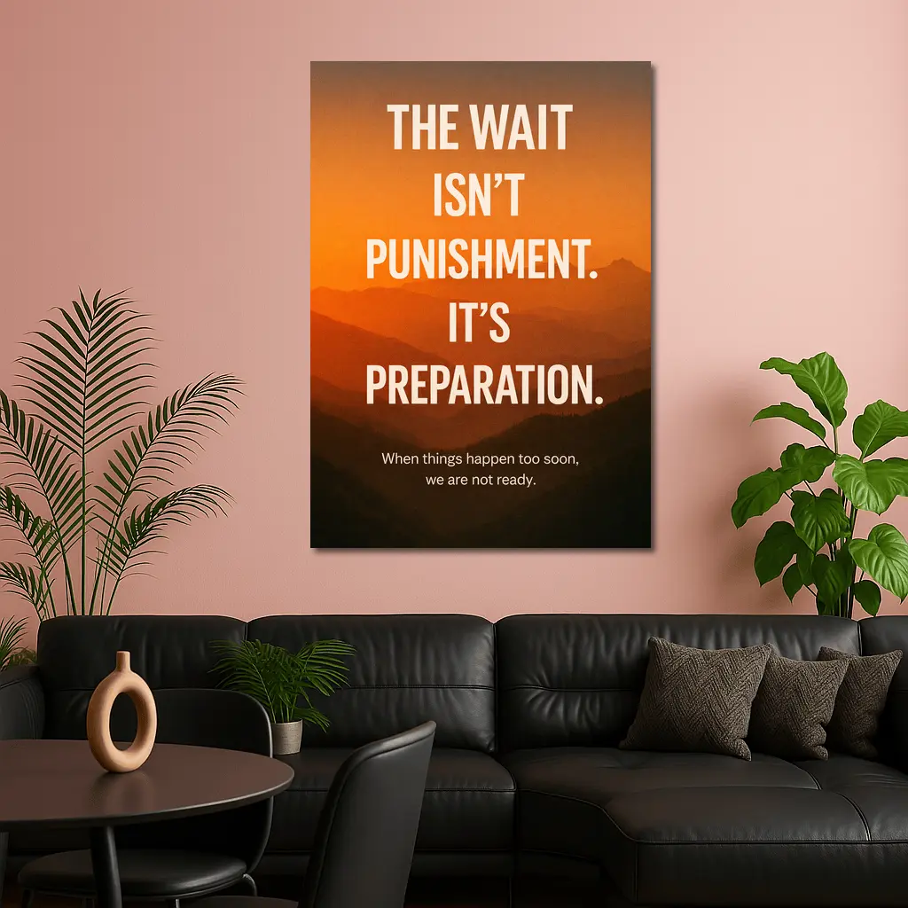 The Wait Is Preparation Motivational Mountain Sunset – Wall Art