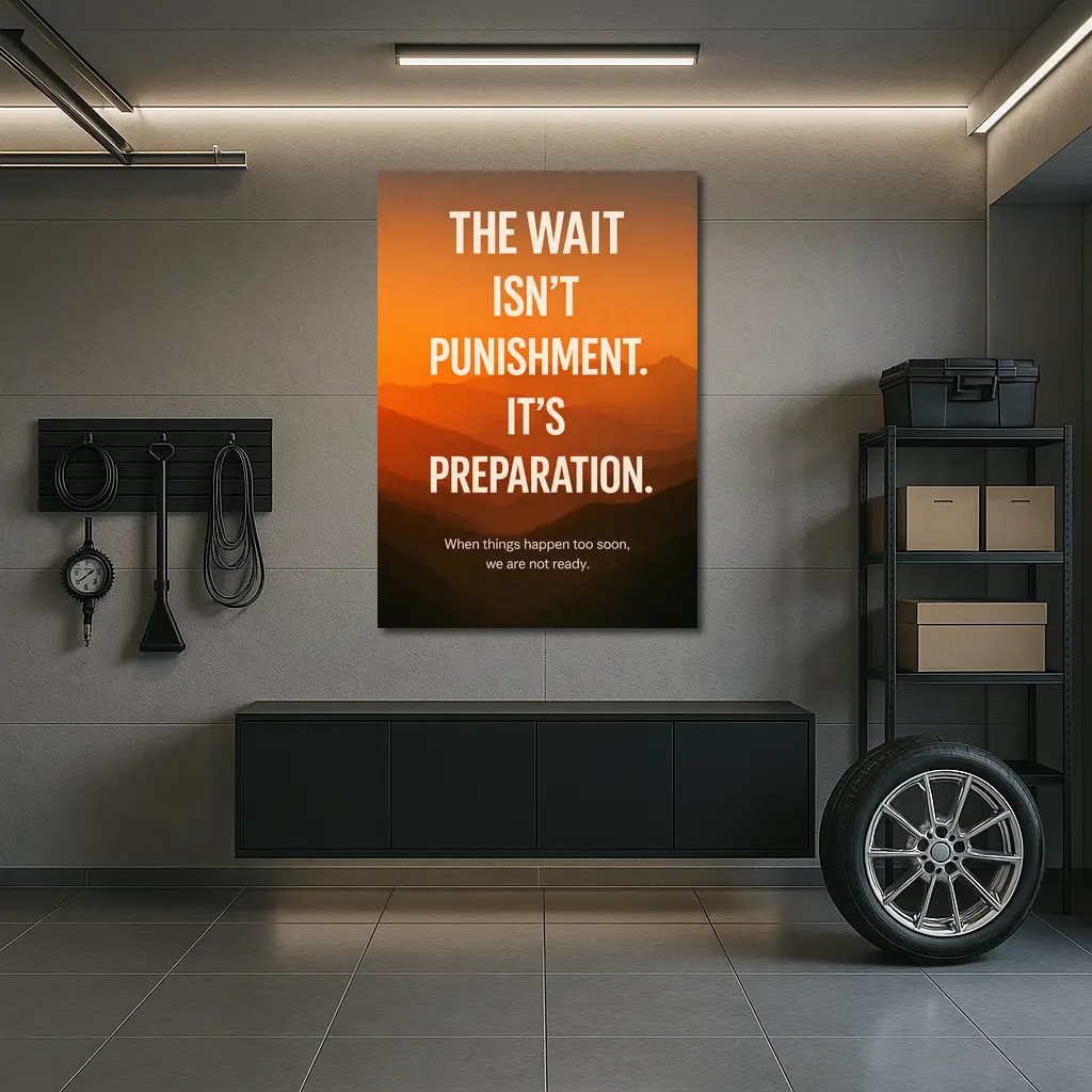 The Wait Is Preparation Motivational Mountain Sunset – Wall Art